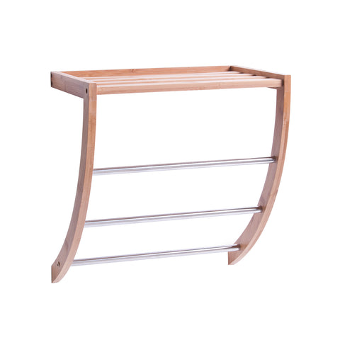 Regal Mit 3 Bambus-Handtuchstangen 38x24x40cm