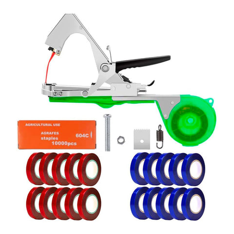 Professionelle Pflanzenbindemaschine aus Stahl mit 40 zweifarbigen Bändern und 10.000 Klammern – 31 cm