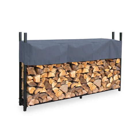 Brennholzlager für den Außenbereich aus Stahl mit Abdeckplane, 200x25x115 cm