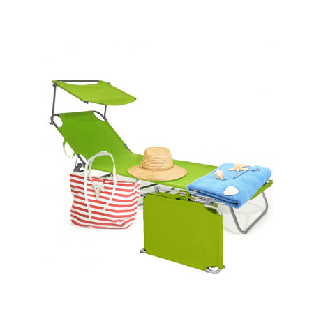 Sonnenliege für Garten und Strand mit Sonnendach und verstellbarer Rückenlehne