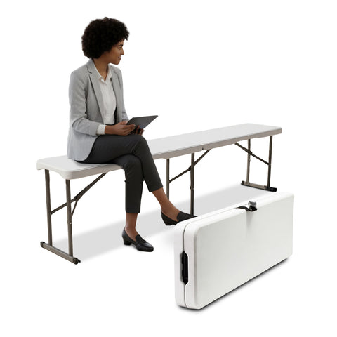 Klappbank Weiß 180x28x44cm – Modell Stilo für Garten oder Zuhause
