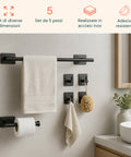 avilia home set 5 accessori bagno adesivi grigio in acciaio inox portata 25kg completo di porta rotolo e ganci per asciugamani ean 8052879012020