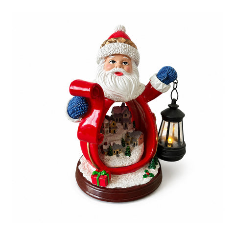saint joy statuina babbo natale con villaggio e lanterna in resina 16x19 cm ean 8050043128010