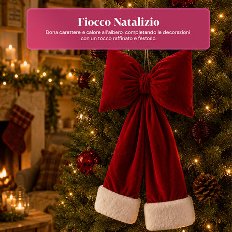 saint joy fiocco albero di natale in velluto rosso con doppia coda 2 misure ean 8050043128515