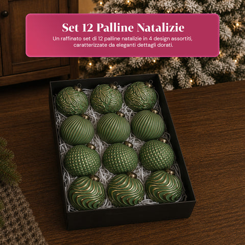 saint joy palline di natale set 12 pezzi a8 cm stile antico 2 colori ean 8050043128263