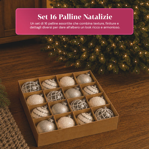 saint joy palline di natale set 16 pezzi assortiti a6 cm oro o argento ean 8050043128249