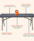 zendea tavolo pieghevole richiudibile a valigetta portatile effetto rattan in resina pp ean 8050030810614