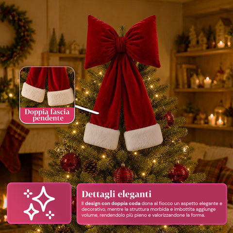 saint joy fiocco albero di natale in velluto rosso con doppia coda 2 misure ean 8050043128515