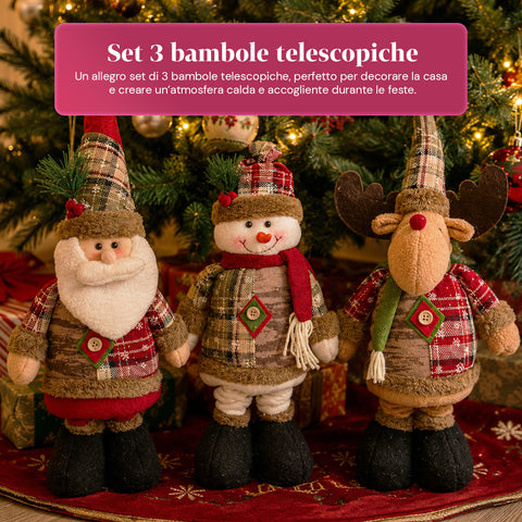 saint joy pupazzi natalizi set 3 con gambe regolabili tema scozzese o inglese ean 8050043128409