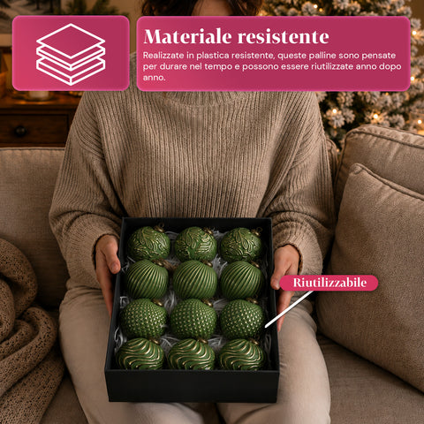 saint joy palline di natale set 12 pezzi a8 cm stile antico 2 colori ean 8050043128263