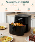 wintem friggitrice ad aria 45l con display led touch e 7 programmi di cottura 1800w ean 8052286432213