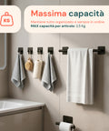 avilia home set 5 accessori bagno adesivi grigio in acciaio inox portata 25kg completo di porta rotolo e ganci per asciugamani ean 8052879012020