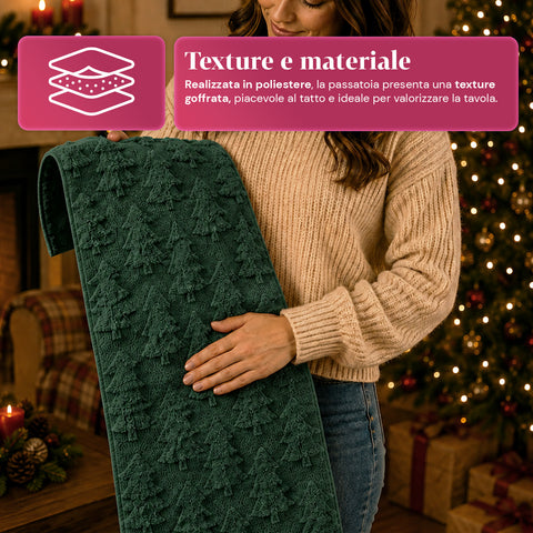 saint joy runner natalizio 33x180 cm con alberi in rilievo rosso o verde ean 8050043128317