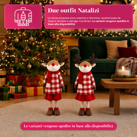 saint joy renna natalizia estendibile 45 80 cm con gambe telescopiche struttura in ferro 2 outfit scandinavo o country ean 8056819079593