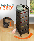 avilia home carrello multiuso richiudibile quadrato salvaspazio con ruote organizer con cestelli 345 ripiani nero o bianco ean 8052879012259