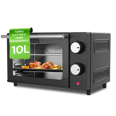 Elektrischer Backofen mit Timer 10l 650w Schwarz