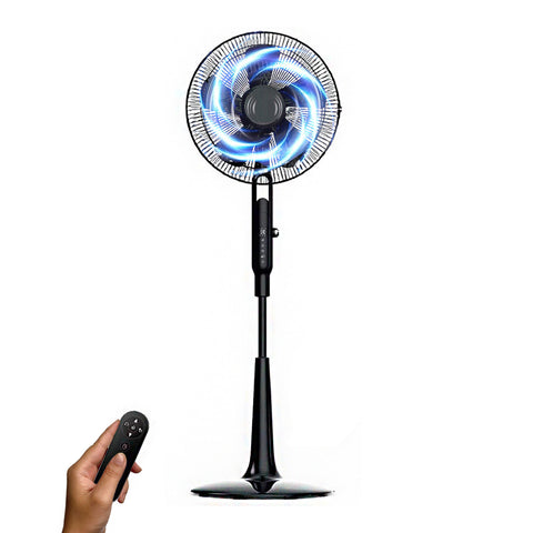 Standventilator 5 Flügel 10 Geschwindigkeiten Mit Timer Und Fernbedienung 45W Schwarz