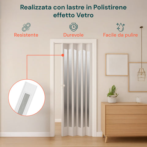 garden friend porta a soffietto bianca 85x215 cm in pvc con inserti ps e chiusura a chiave ean 8023755042714
