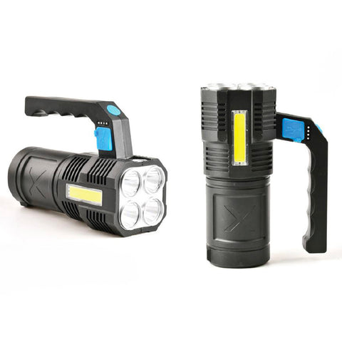 Camping-Taschenlampe 4 LEDs 180lm mit Seitenlicht 150lm USB wiederaufladbar