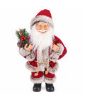Saint Joy dekorativer Weihnachtsmann, 60 cm, mit Kiefernzweig und Weihnachtsschmuck, detailreiche Weihnachtsstatue in 4 Varianten: Rot, Eskimo, Weiß und Grau, EAN 8056819080575