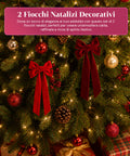 saint joy fiocchi per albero di natale in velluto set 2 bordeaux e rosso ean 8050043127990