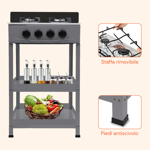 staylux cucina a gas da esterno con supporto e 2 ripiani acciaio potente e pratica ean 8055954980054