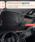 avilia home parasole per auto a ombrello protezione raggi uv universale dimensioni 140x80cm struttura a 10 aste in ferro e tessuto 170t pieghevole con custodia salvaspazio raffresca abitacolo ean 8052879014031