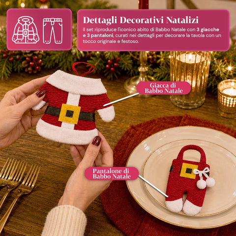 saint joy portaposate natalizi babbo natale set 6 pezzi in tnt e poliestere ean 8050043128065