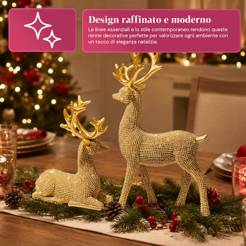 saint joy renne natalizie dorate set 2 pezzi in resina distesa ed eretta ean 8050043127983
