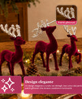 saint joy renne natalizie in velluto rosso set 3 pezzi decorazione da tavolo ean 8050043128300