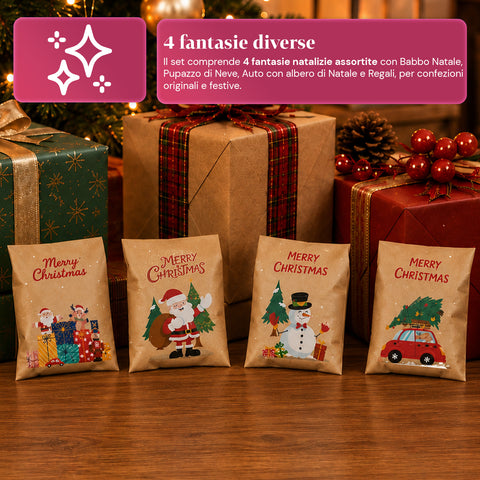 saint joy sacchetti natalizi set 24 bustine in carta kraft con adesivi ean 8050043128126