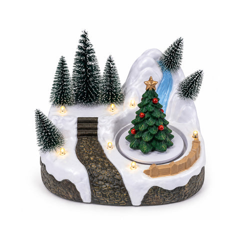 saint joy villaggio di natale luminoso con elemento rotante luci led e musica 3 varianti albero babbo natale bambini 17x14x15 cm ean 8056819080339
