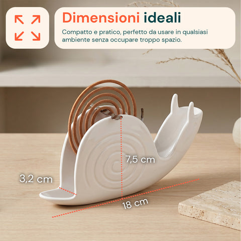avilia home porta zampirone a forma di lumaca supporto per spirali antizanzare in abs con base raccogli cenere design universale riutilizzabile dimensioni 18x32x75cm ean 8052879014048