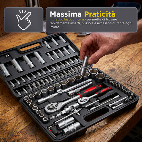 daimann set 94 attrezzi da lavoro in cromo vanadio con valigetta professionale per auto e moto ean 8056590070505