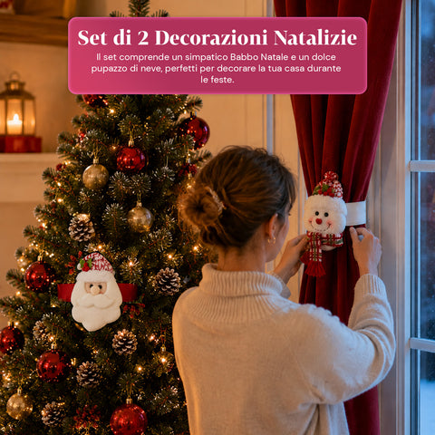 saint joy fermatende natalizi set 2 babbo natale e pupazzo di neve 16x30 cm ean 8050043127914