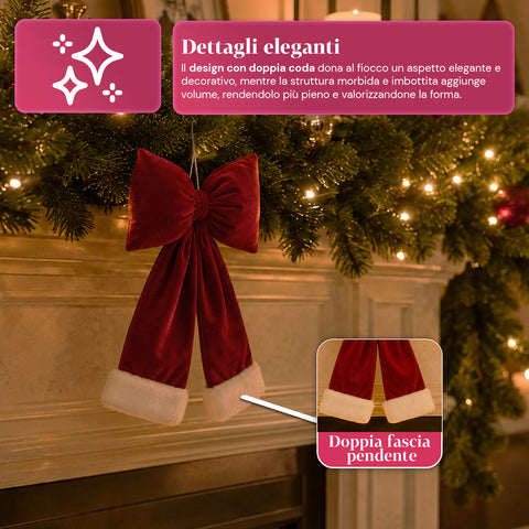 saint joy fiocco albero di natale in velluto rosso con doppia coda 2 misure ean 8050043128515
