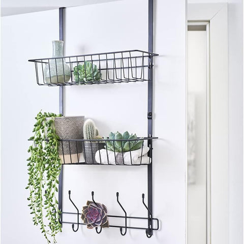 immagine-4-zeller-pensile-da-porta-multiuso-5-ganci-e-2-cestini-in-metallo-ean-4003368187730