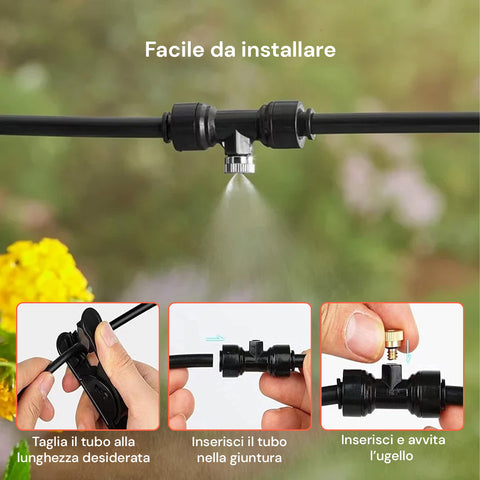Kit Irrigazione a Nebulizzazione 15 m per Piante, Gazebo e Giardino