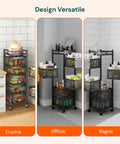 avilia home carrello multiuso richiudibile quadrato salvaspazio con ruote organizer con cestelli 345 ripiani nero o bianco ean 8052879012259