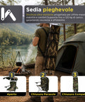 daimann sedia da campeggio pieghevole con tettuccio parasole struttura in acciaio al carbonio portata 120kg tessuto oxford resistente dimensioni 53x77x130cm salvaspazio con custodia ean 8050030810980