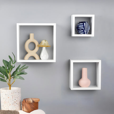 five simply smart set 3 mensole da parete a cubo tre dimensioni in mdf bianco ean 3560234489806