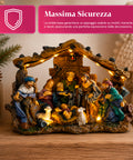 saint joy holyglow presepe nativita in poliresina con luci led e interruttore onoff capanna rustica e base stabile 23x115x17 cm ean 8050043127761