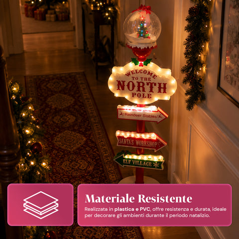 saint joy lanterna natalizia con luci led effetto neve e insegna polo nord ean 8050043127921