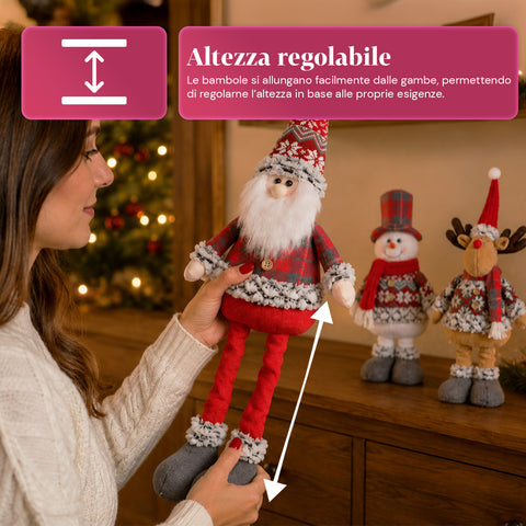saint joy pupazzi natalizi set 3 con gambe regolabili tema scozzese o inglese ean 8050043128409
