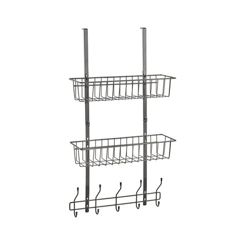 immagine-5-zeller-pensile-da-porta-multiuso-5-ganci-e-2-cestini-in-metallo-ean-4003368187730