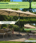 zendea ombrellone da giardino ovale xxl 400x200 in acciaio al carbonio e telone in poliestere altezza 275m base non inclusa ean 8050030810942