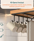 avilia home mensola sottopensile cucina con ganci e porta rotolo salvaspazio ean 8052879010828