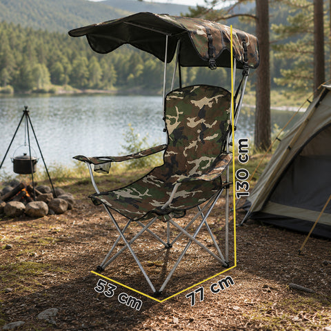 daimann sedia da campeggio pieghevole con tettuccio parasole struttura in acciaio al carbonio portata 120kg tessuto oxford resistente dimensioni 53x77x130cm salvaspazio con custodia ean 8050030810980