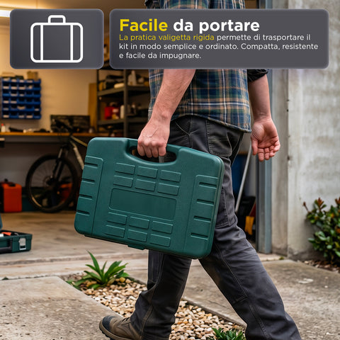 daimann set attrezzi da lavoro 130 pezzi in acciaio cromo vanadio con cricchetto inserti e bussole ean 8056590070413