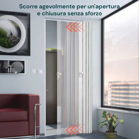 garden friend porta a soffietto bianca 85x215 cm in pvc con inserti ps e chiusura a chiave ean 8023755042714